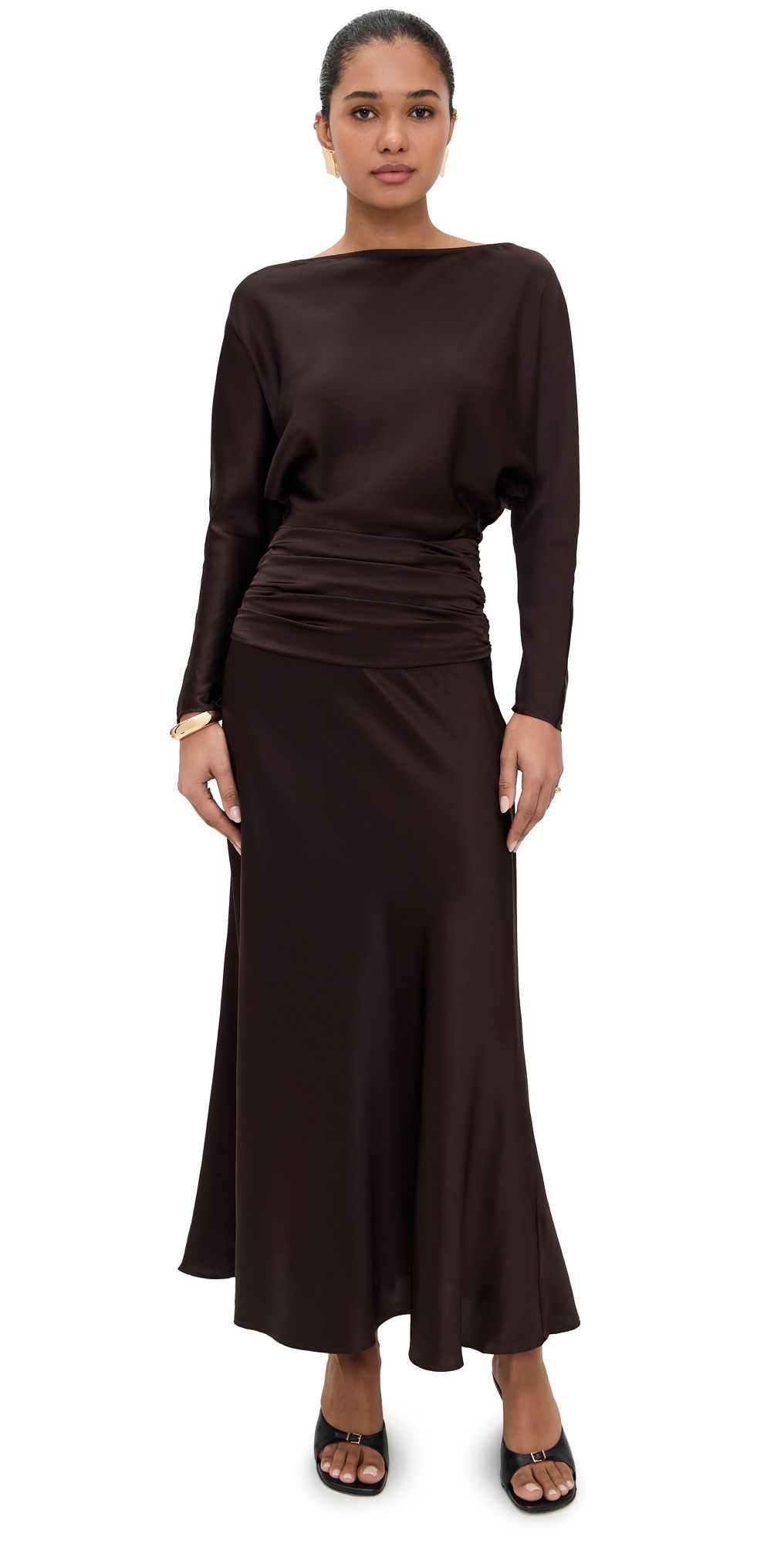STAUD Freda Silk Dress Earth 10