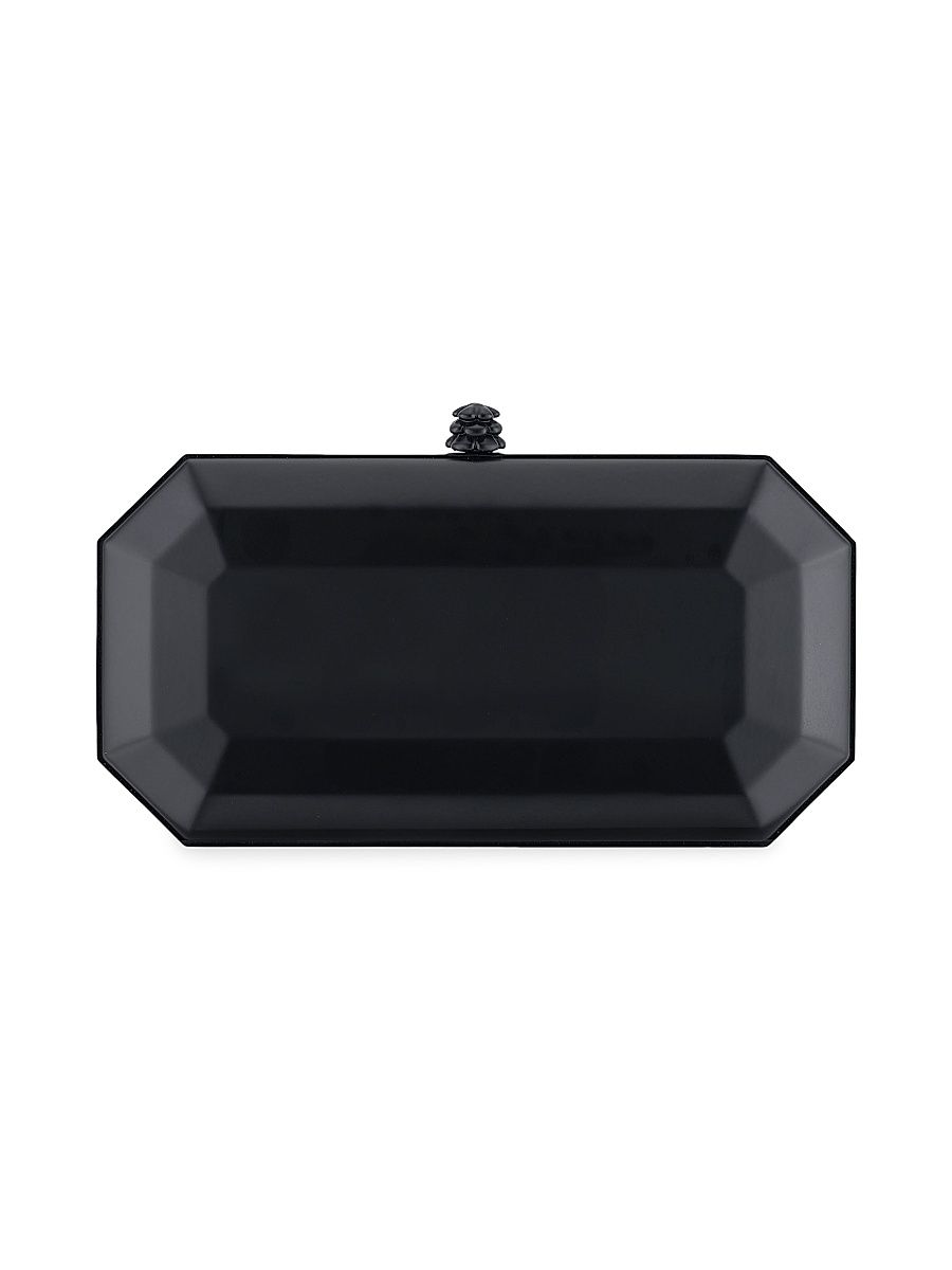 Women's Perry Clutch Small in Black Painted Metal with Gunmetal Hardware - Black