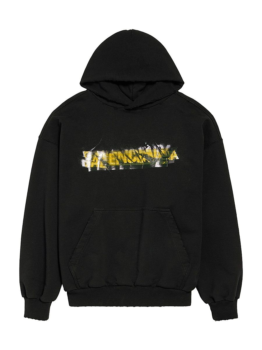 Men's Messy Spray Medium Fit Hoodie - Black - Size XS