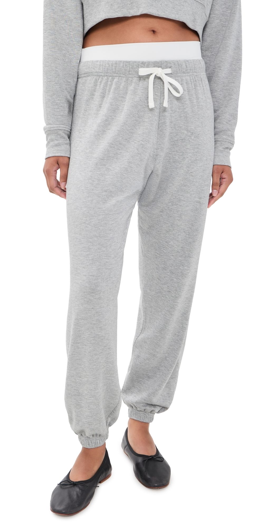 Splits59 Andie Dual Waist Sweatpants Heather Grey/White XS