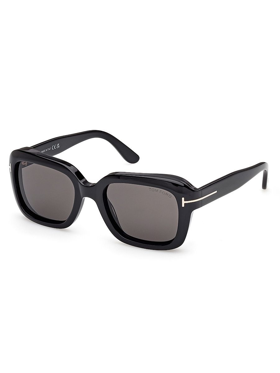 Women's Natalia 52MM Square Sunglasses - Shiny Black Smoke