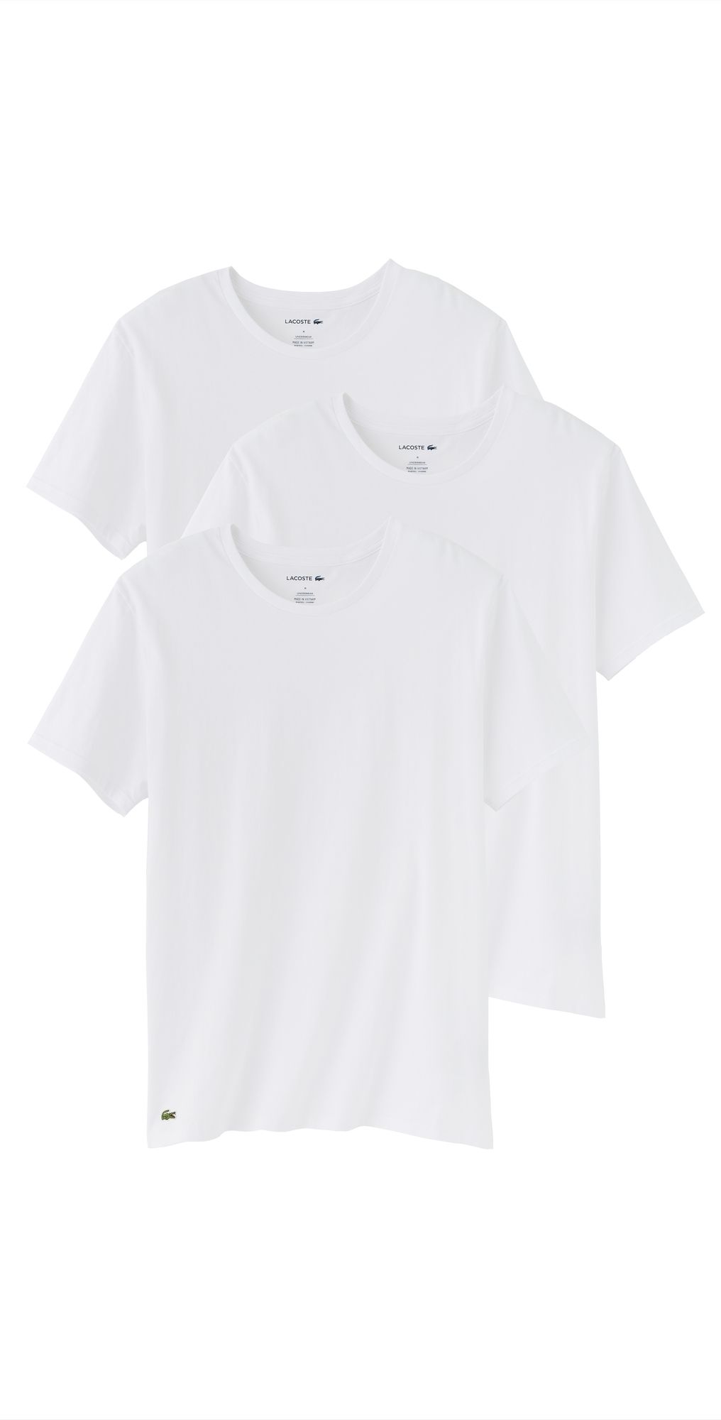 Lacoste Cotton Undershirt Crew Tee 3 Pack White XL