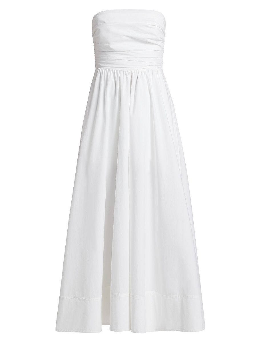 Women's Tate Cotton Strapless Midi-Dress - White - Size 12