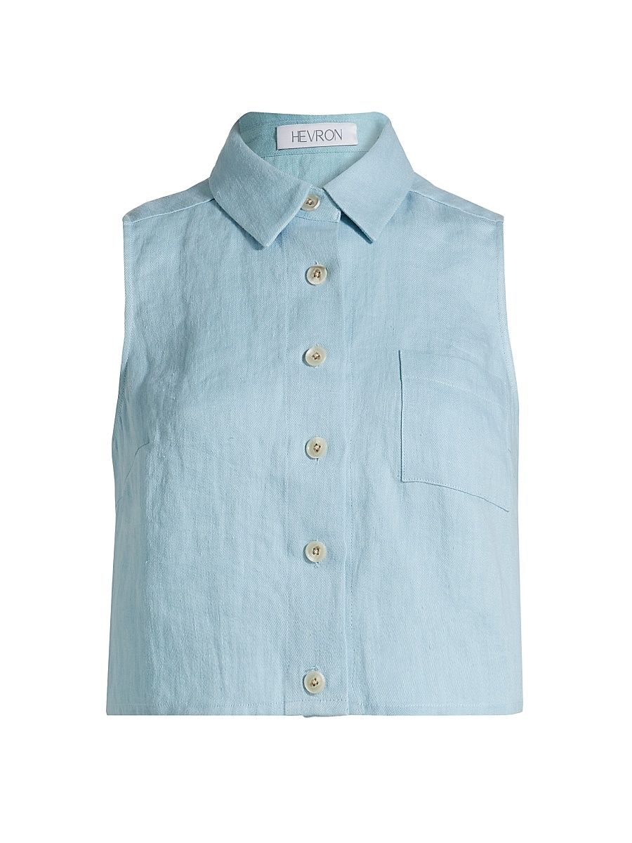 Women's Katja Hemp Sleeveless Top - Ice Blue - Size Large