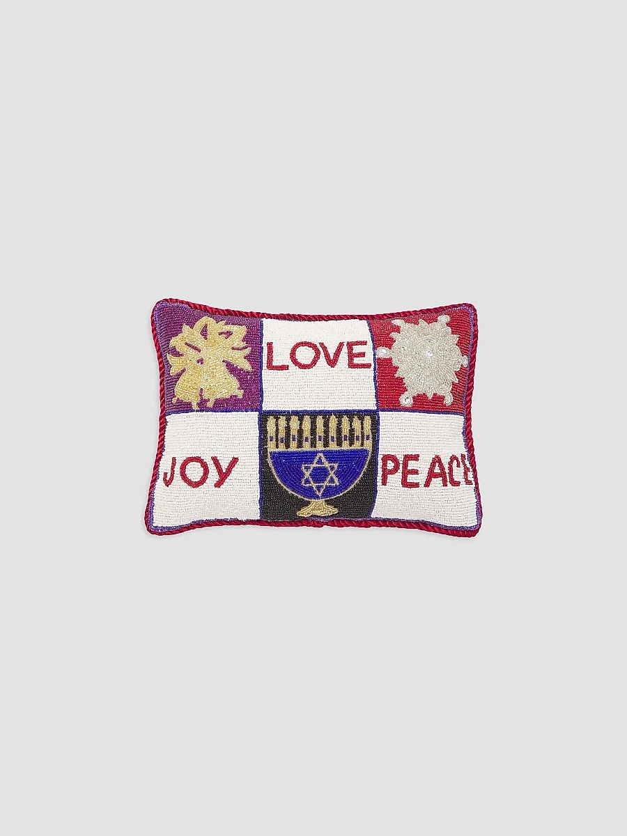 Holiday Joy, Love and Peace Beaded Pillow