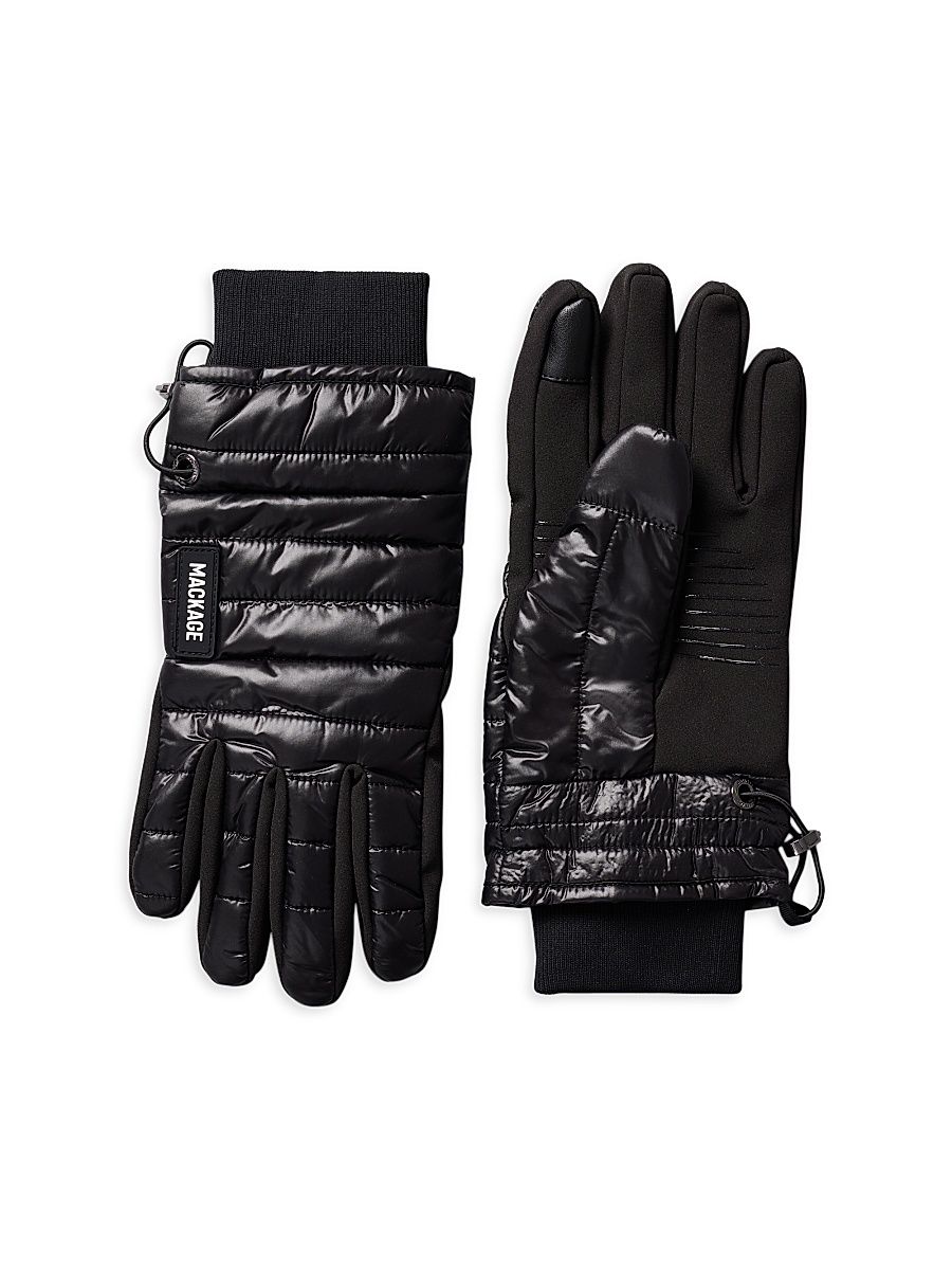 Women's Alfie Quilted Nylon Gloves - Black - Size Medium