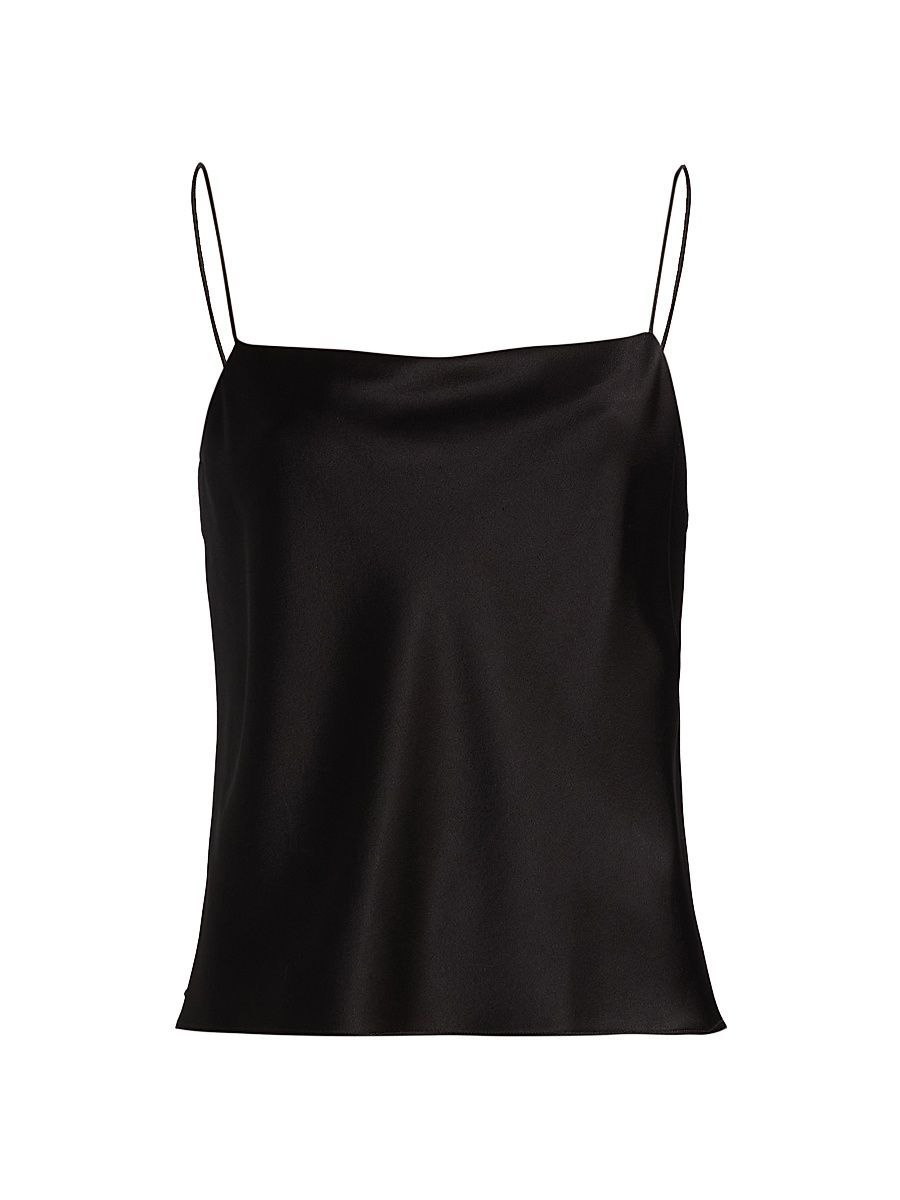 Women's Harmon Draped Satin Tank Top - Black - Size Large