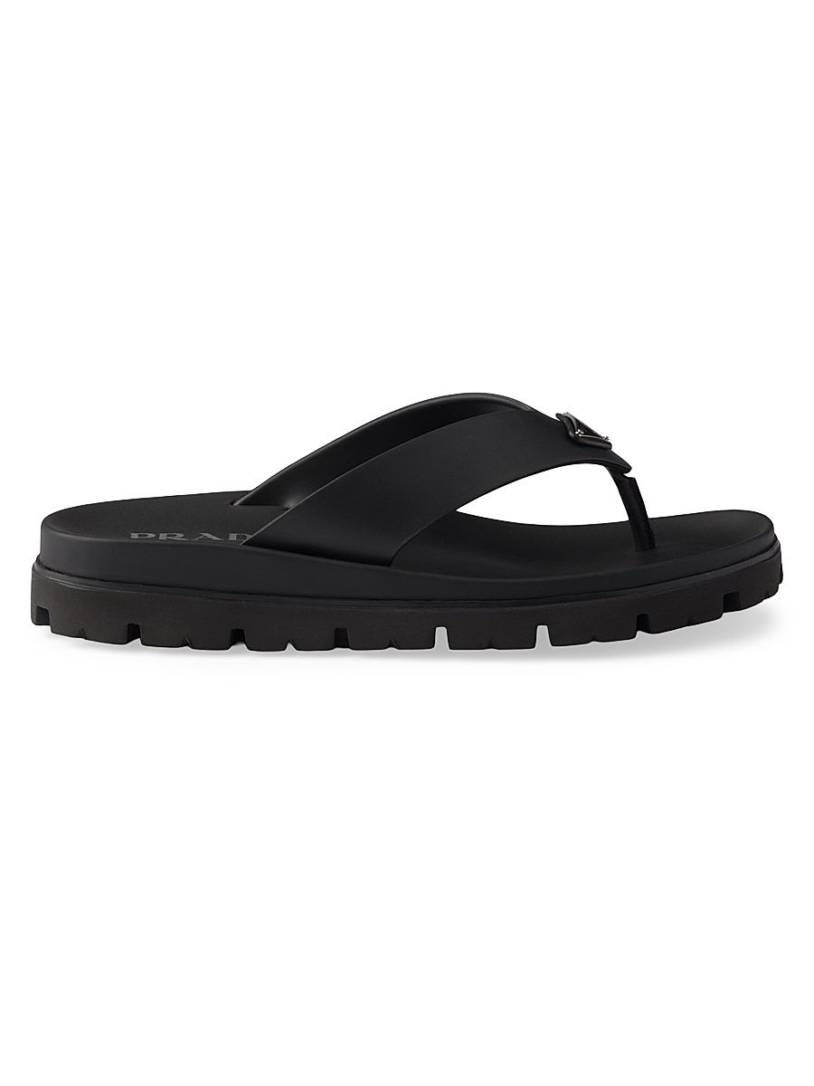 Men's Rubber Thong Sandals - Black - Size 7