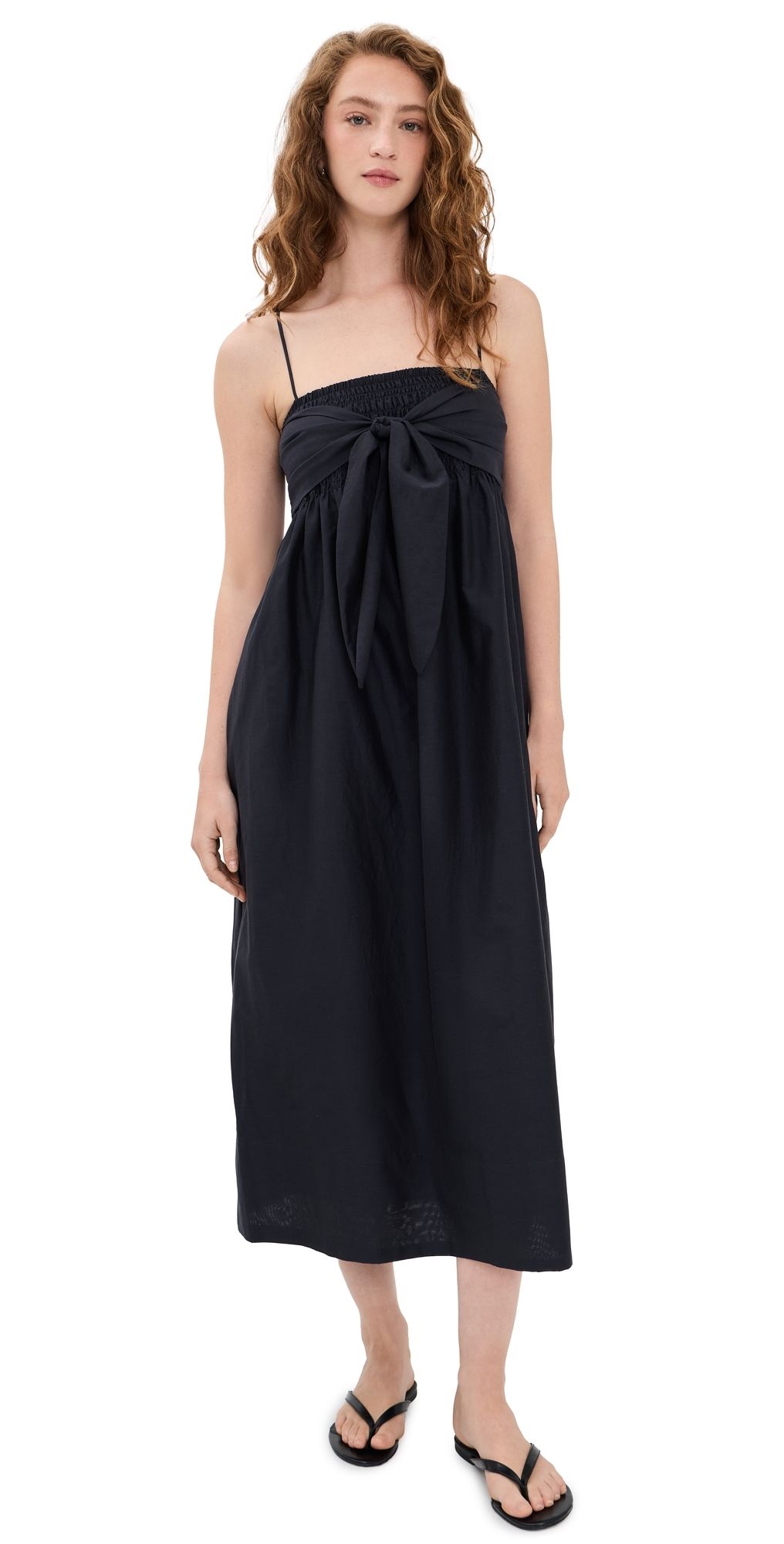 Vince Tie Smocked Cami Dress Ink M