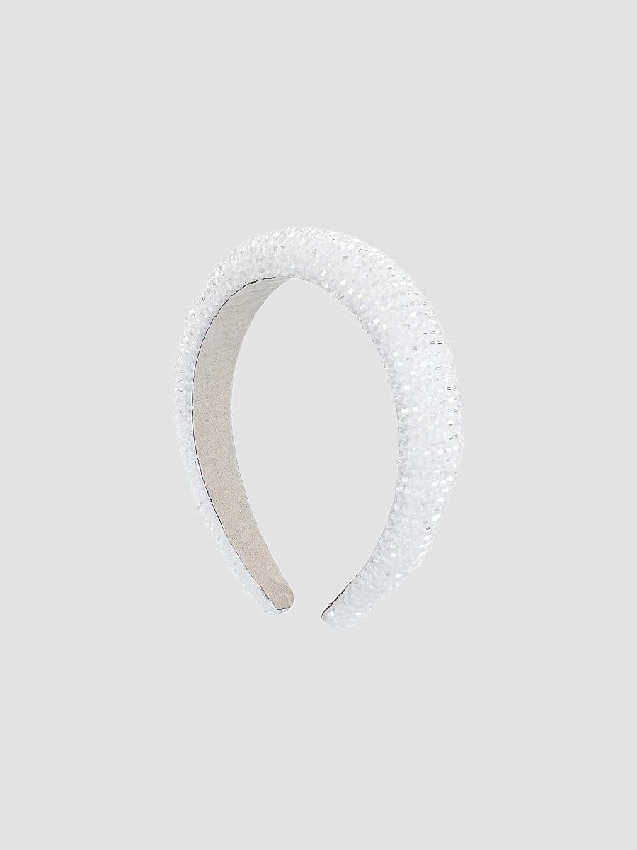 Girl's Beaded Embellished Headband - White