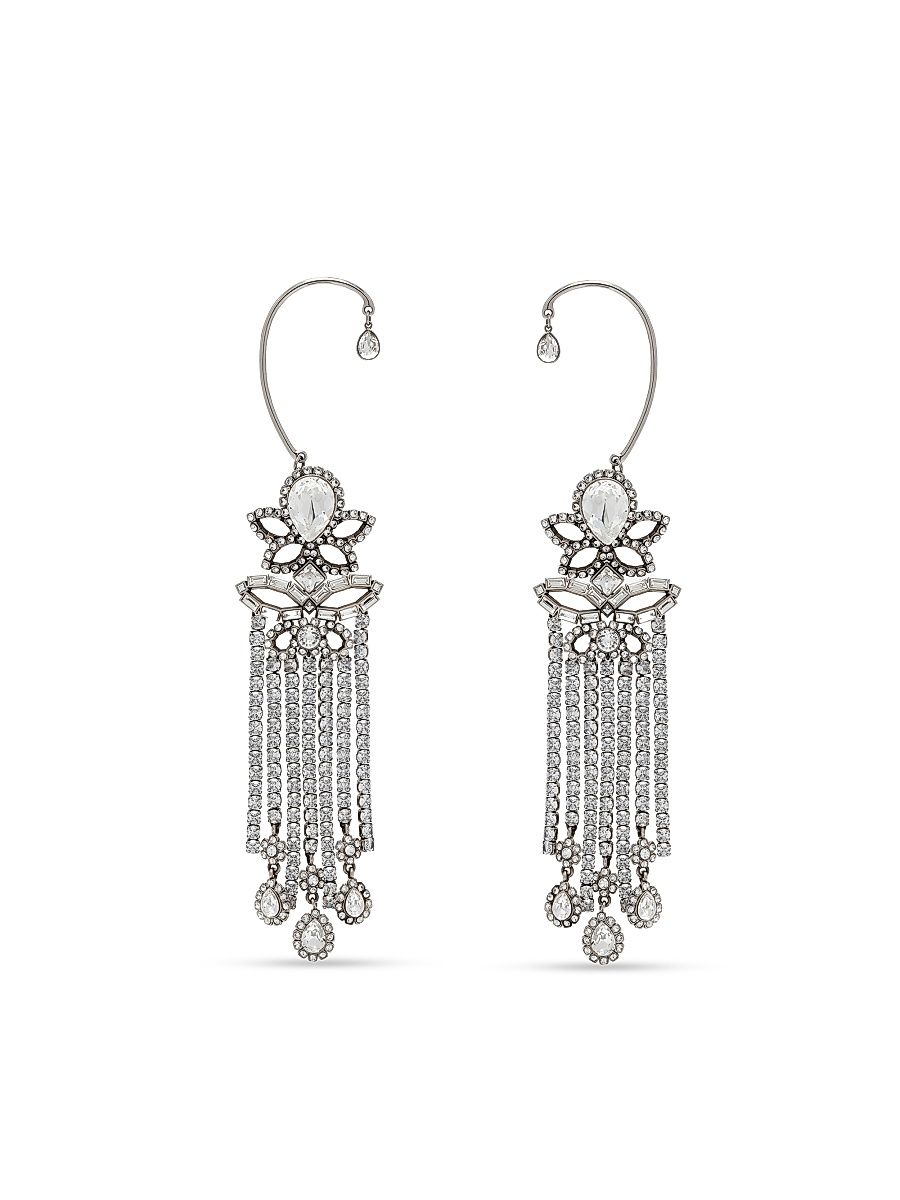 Women's Chandelier Silvertone & Crystal Drop Earrings - Black