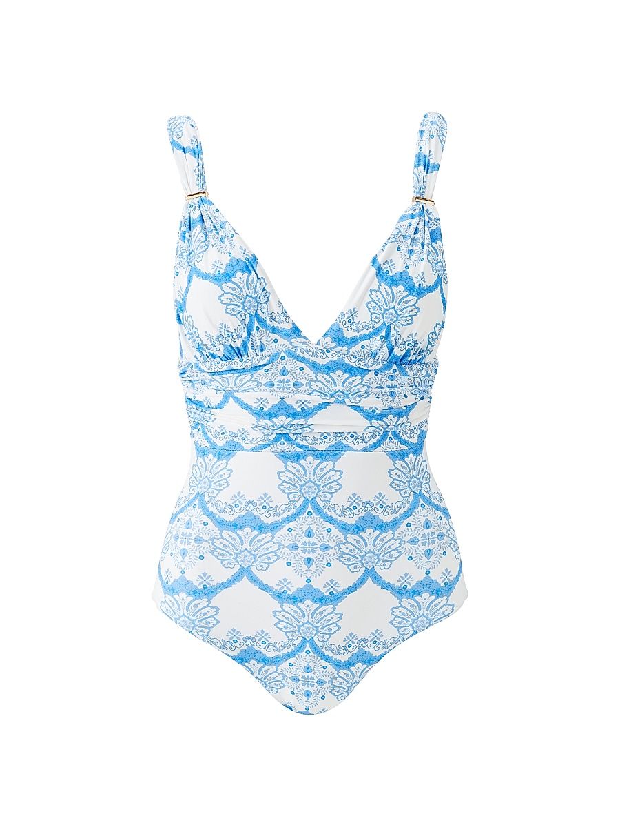 Women's Panarea Floral V-Neck One-Piece Swimsuit - Florian - Size 14