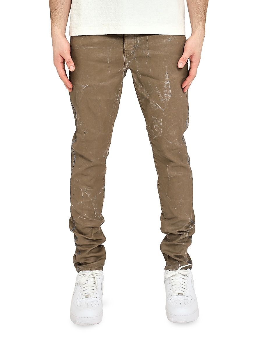 Men's Fracture Paint Splatter Skinny Jeans - Tan - Size 30