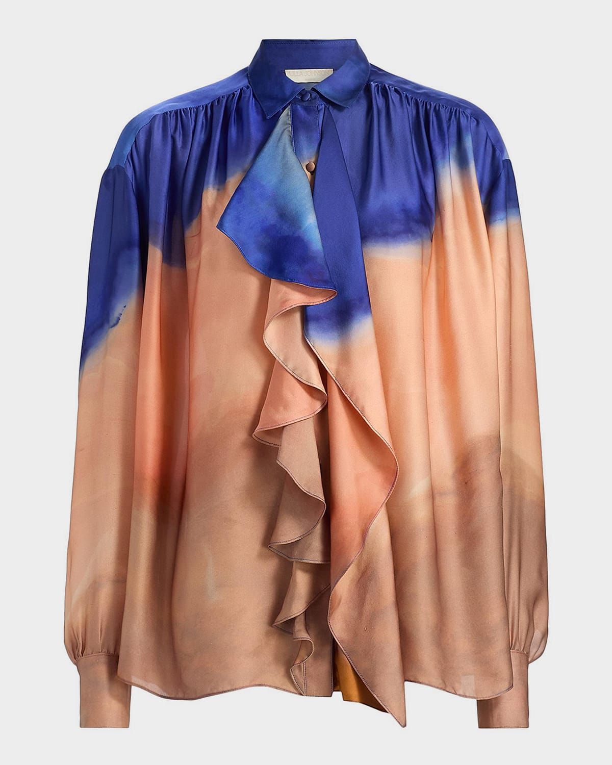 x Helen Frankenthaler Gesture Silk-Chiffon Ruffle Blouse
