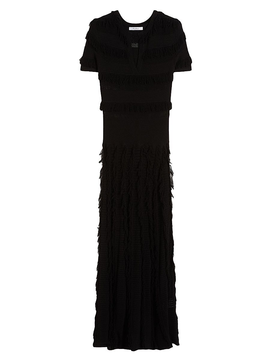 Women's Patterned Viscose Yarn Dress - Black - Size XL