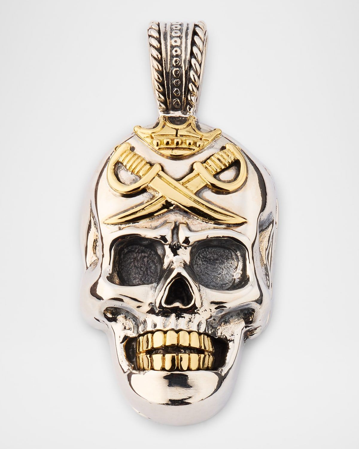 Men & apos;s Hydra Sterling Silver and 18K Gold Skull Pendant