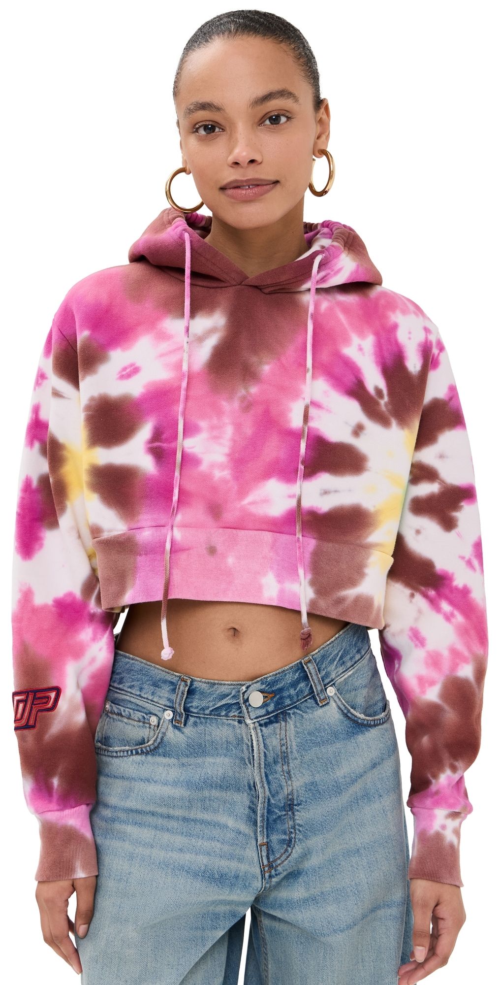 DANNIJOPRO NBA Crop Hoodie Pink Tie Dye S