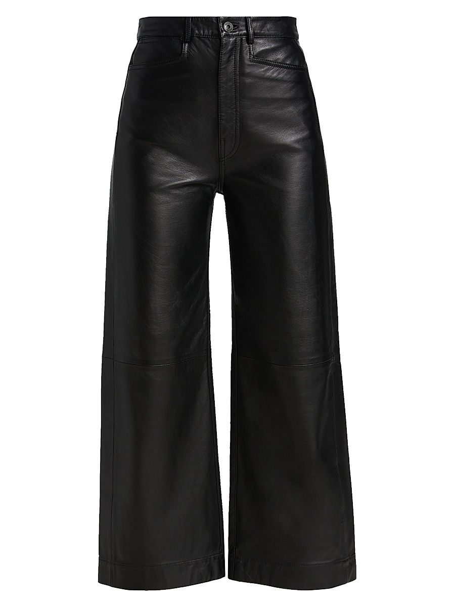 Women's Lightweight Leather Culottes - Black - Size 10