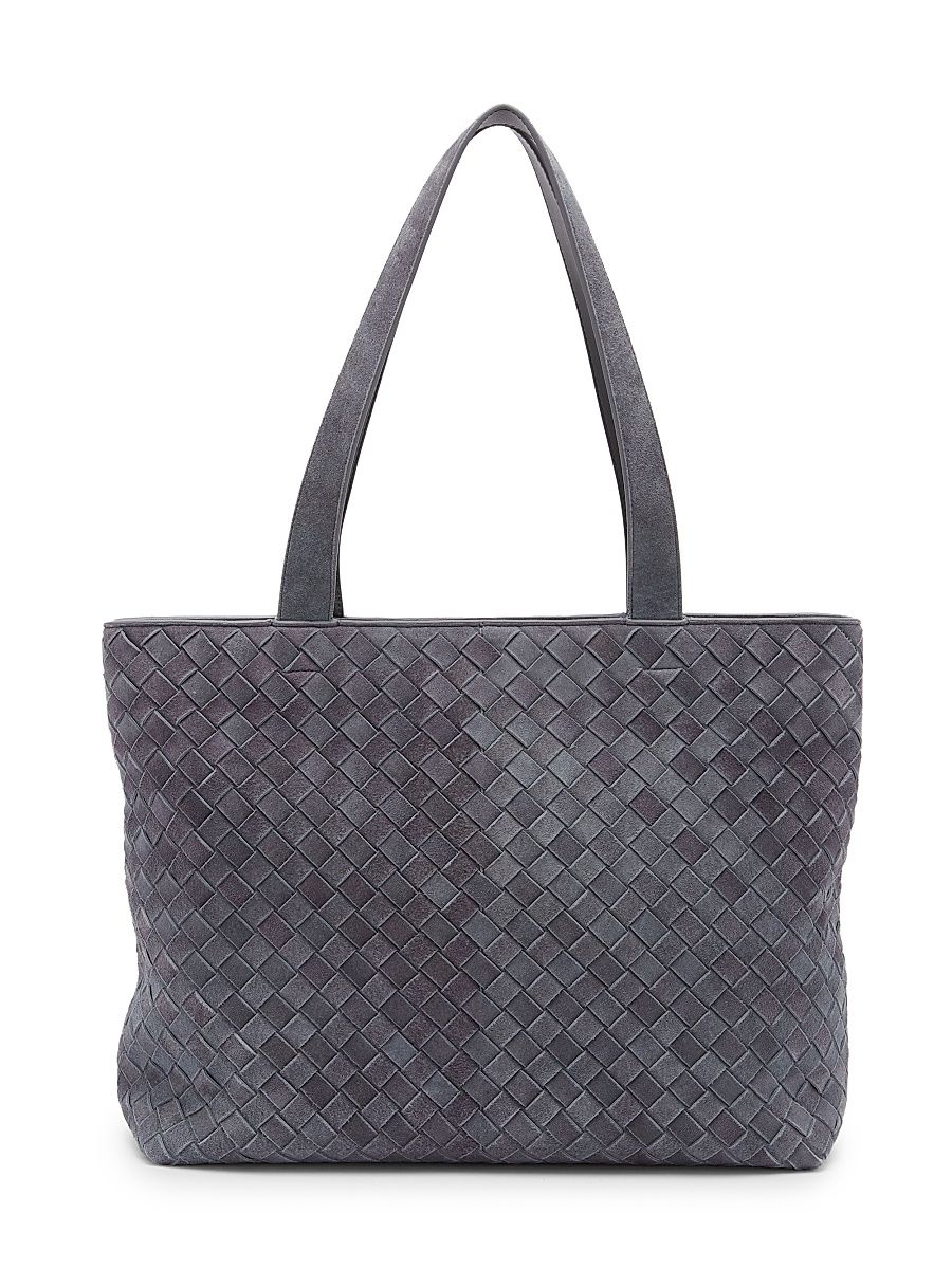 Men's Small Intrecciato Suede Zip Tote Bag - Cloudy