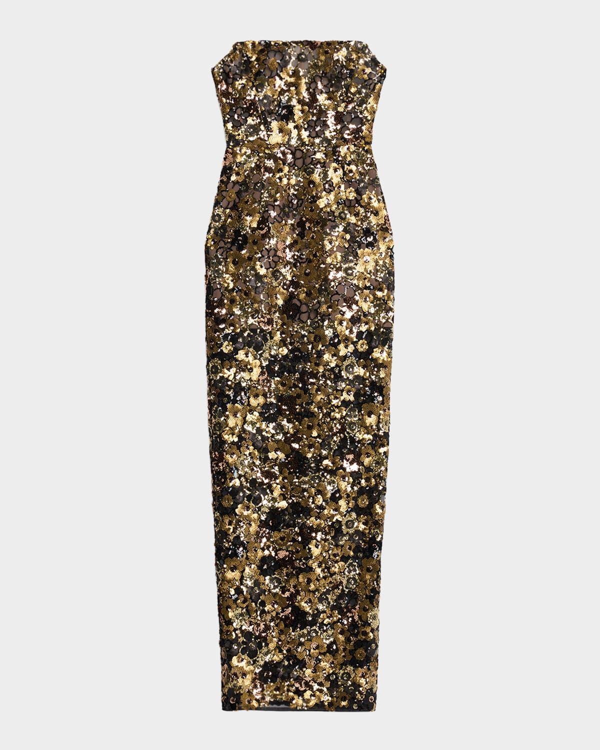 Farah Sleeveless Sequined Maxi Dress