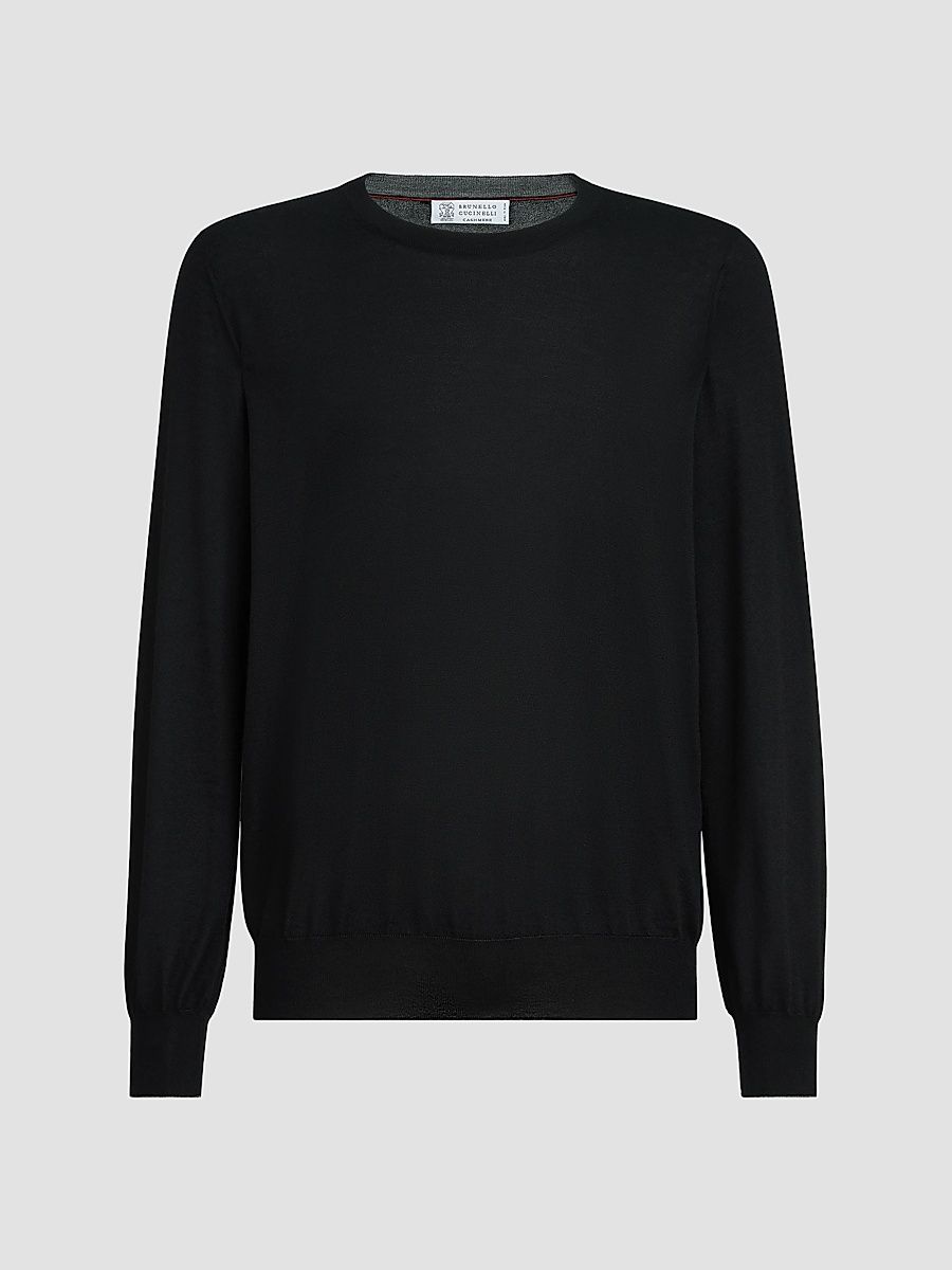 Men's Cashmere and Silk Lightweight Sweater - Black - Size 46