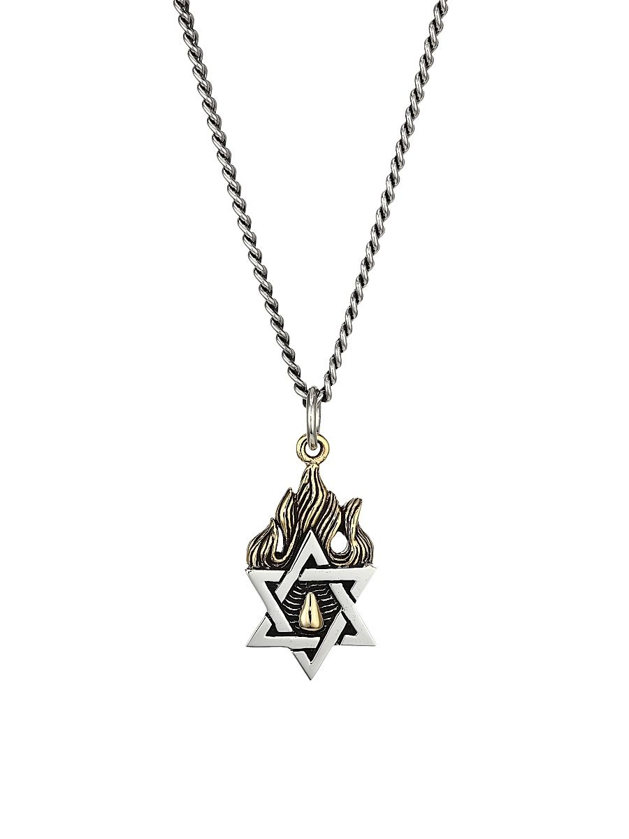 Men's New Classics Star Of David Goldtone Sterling Silver Necklace - Silver - Size 24