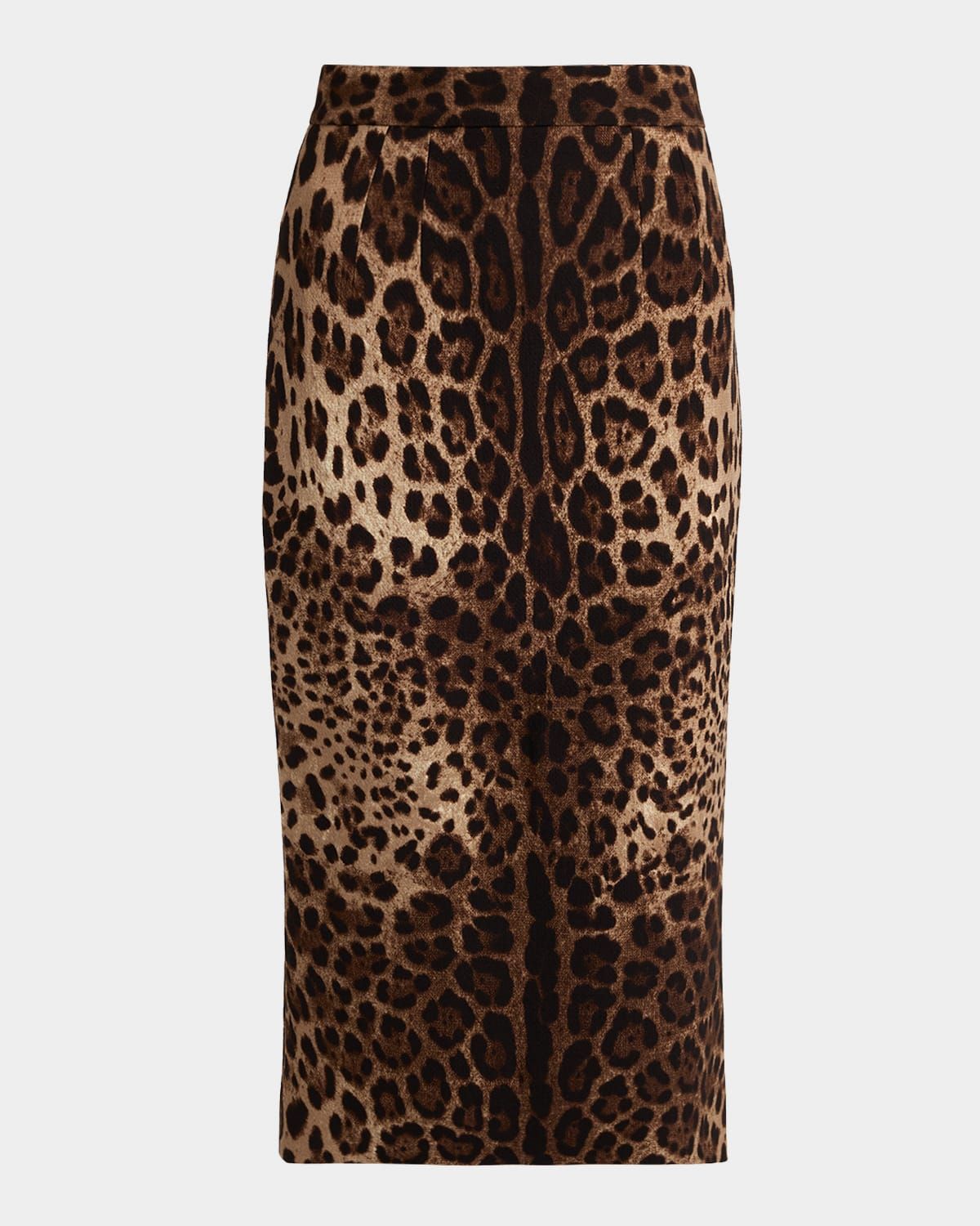 Leo-Print Wool Midi Pencil Skirt