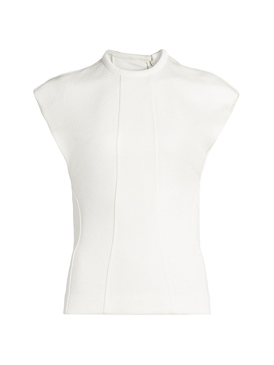 Women's Shiny Double-Faced Cap-Sleeve Top - Latte - Size 10