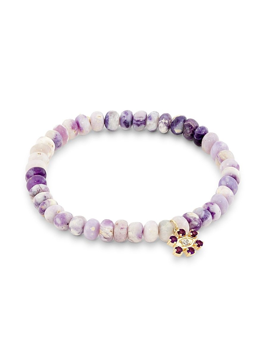 Women's Marquise Eye 14K Yellow Gold, 0.05 TCW Diamond, Amethyst & Purple Opal Bracelet - Yellow Gold