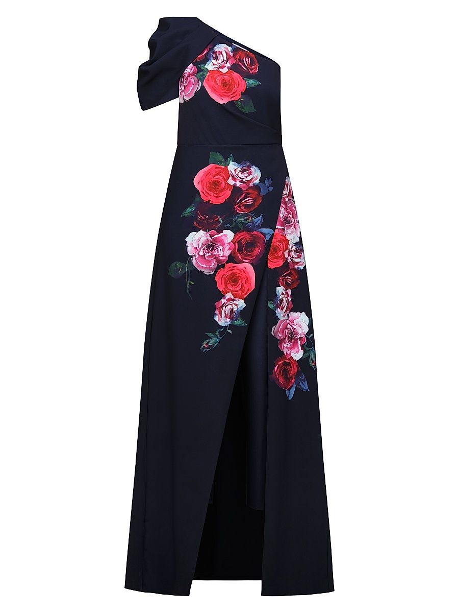 Women's Feyre Floral One-Shoulder Jumpsuit - Dark Twilight - Size 0