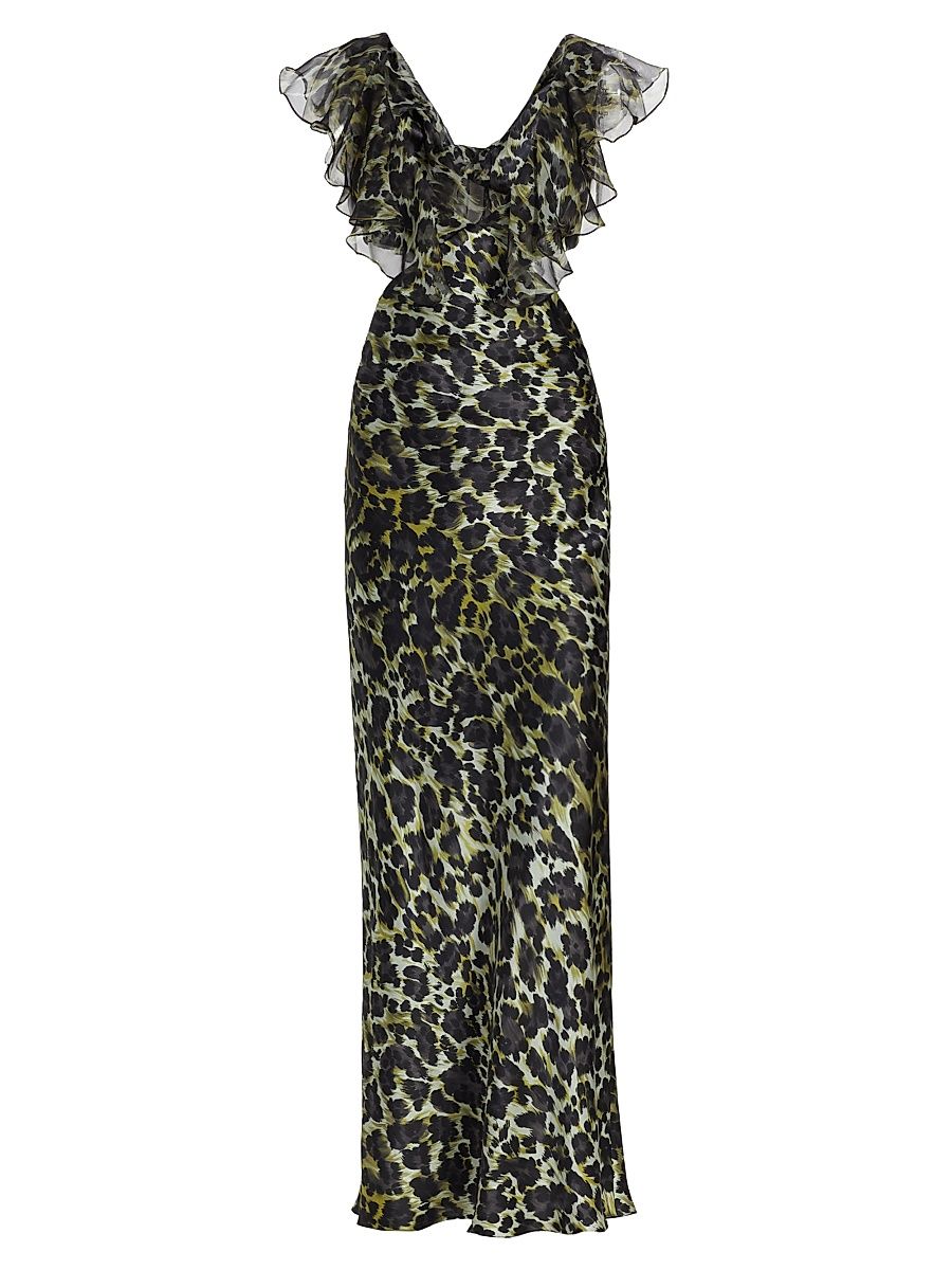Women's Malia Leopard Silk Cut-Out Dress - Khaki Leopard - Size 8