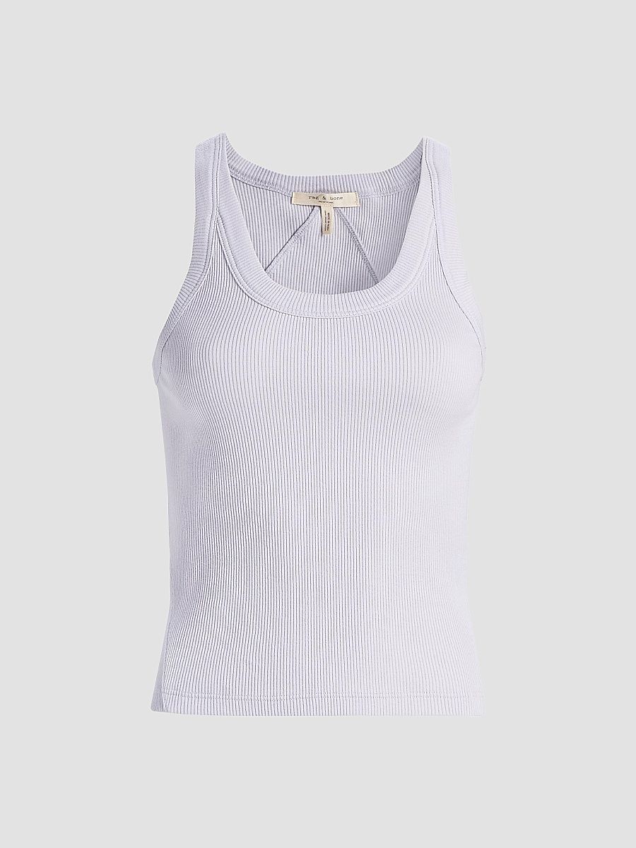 rag & bone Women's The Essential Rib Tank - Lavender Mist - Size XL
