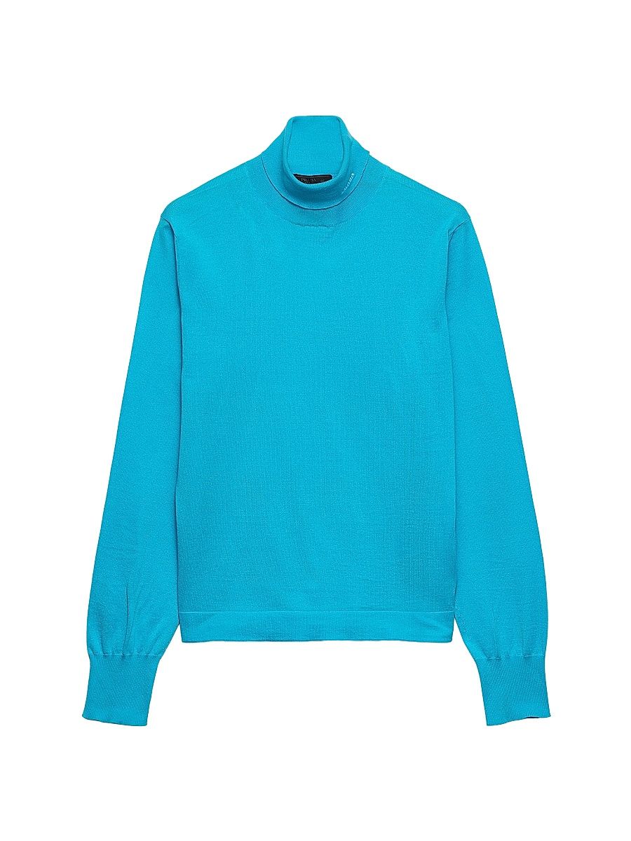 Men's Cotton Turtleneck Sweater - Blue - Size 46