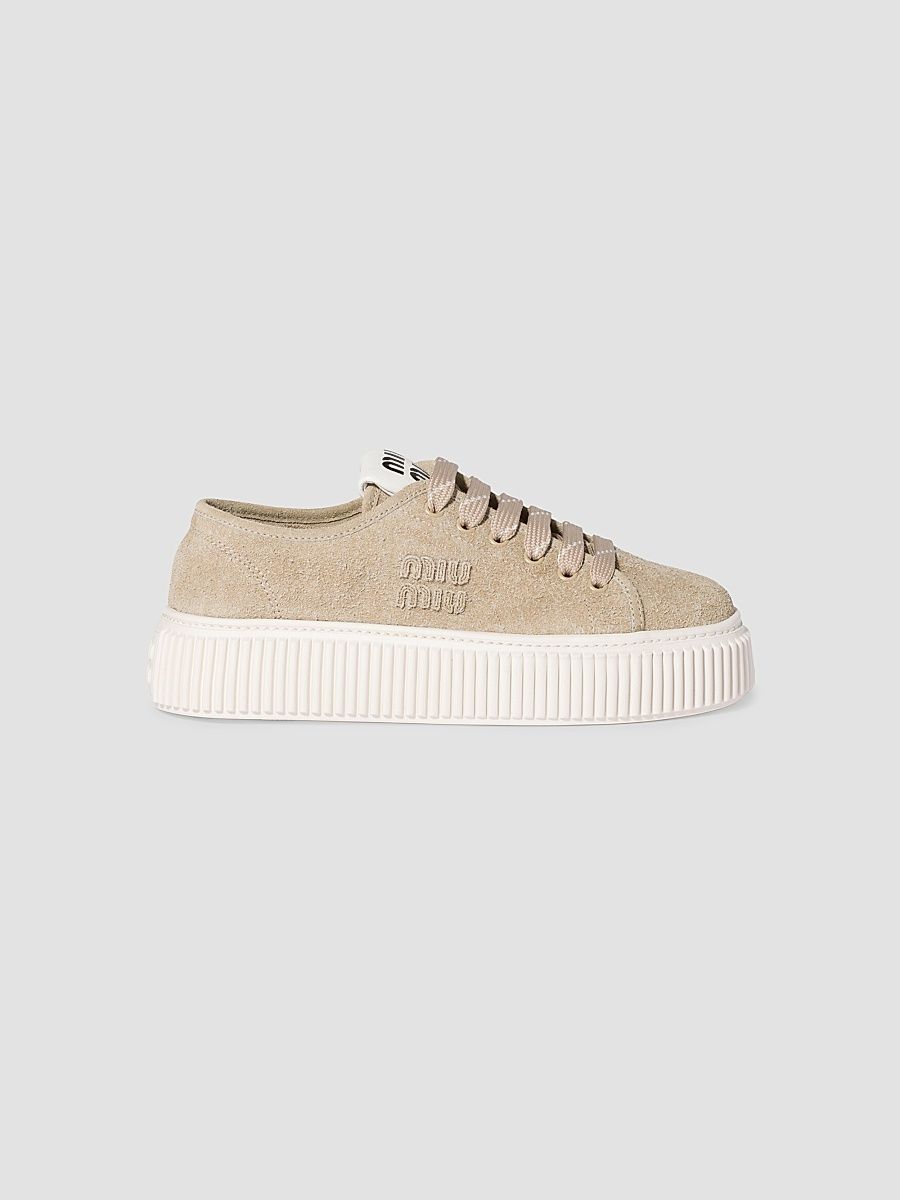 Women's Suede Sneakers - Beige Khaki - Size 8.5