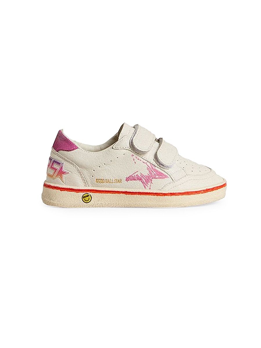 Baby Girl's, Little Girl's & Girl's Ballstar Leather Sneakers - White Fucsia - Size 3 (Child)
