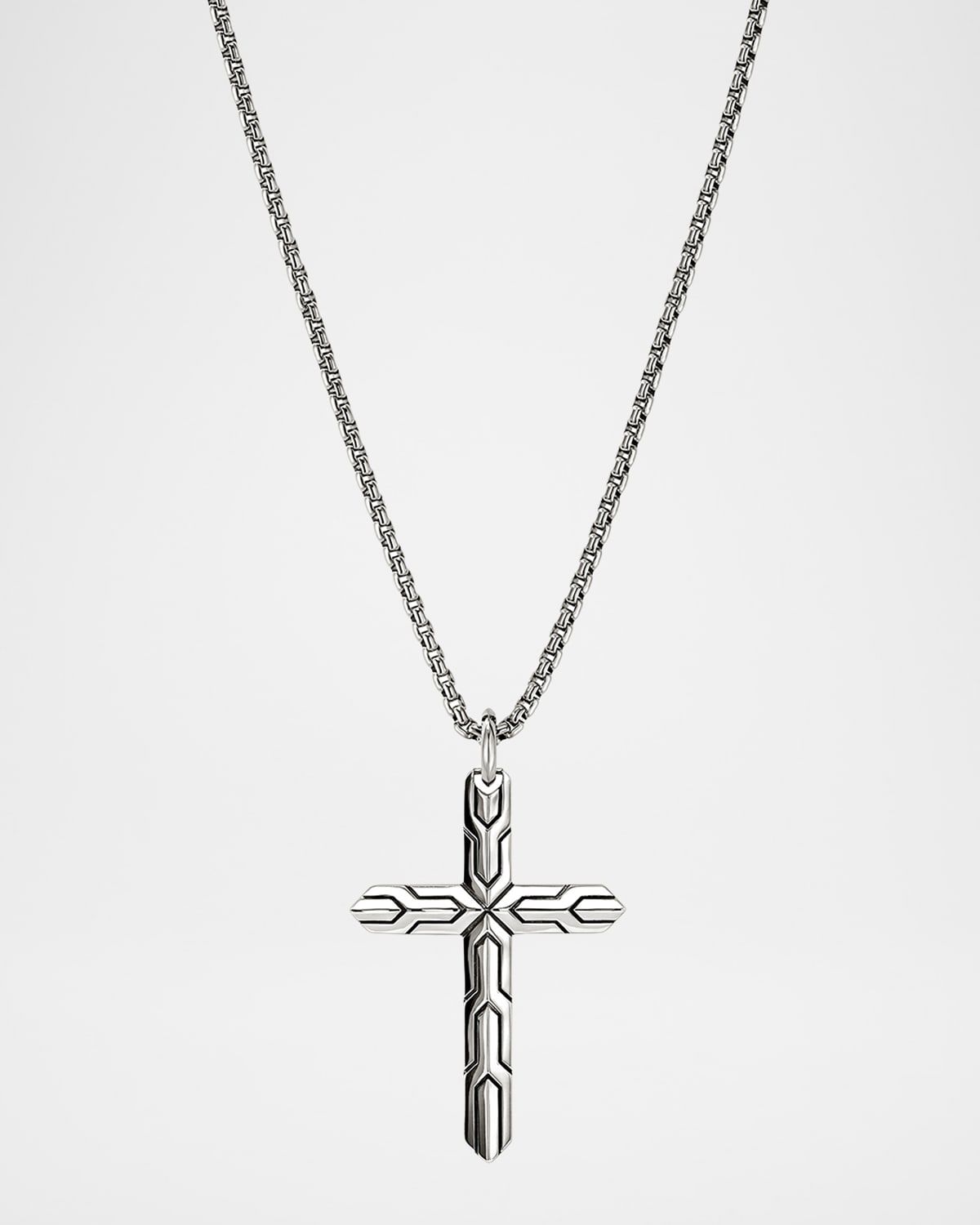 Men & apos;s Icon 50 Sterling Silver Cross Pendant Necklace, 2.7mm