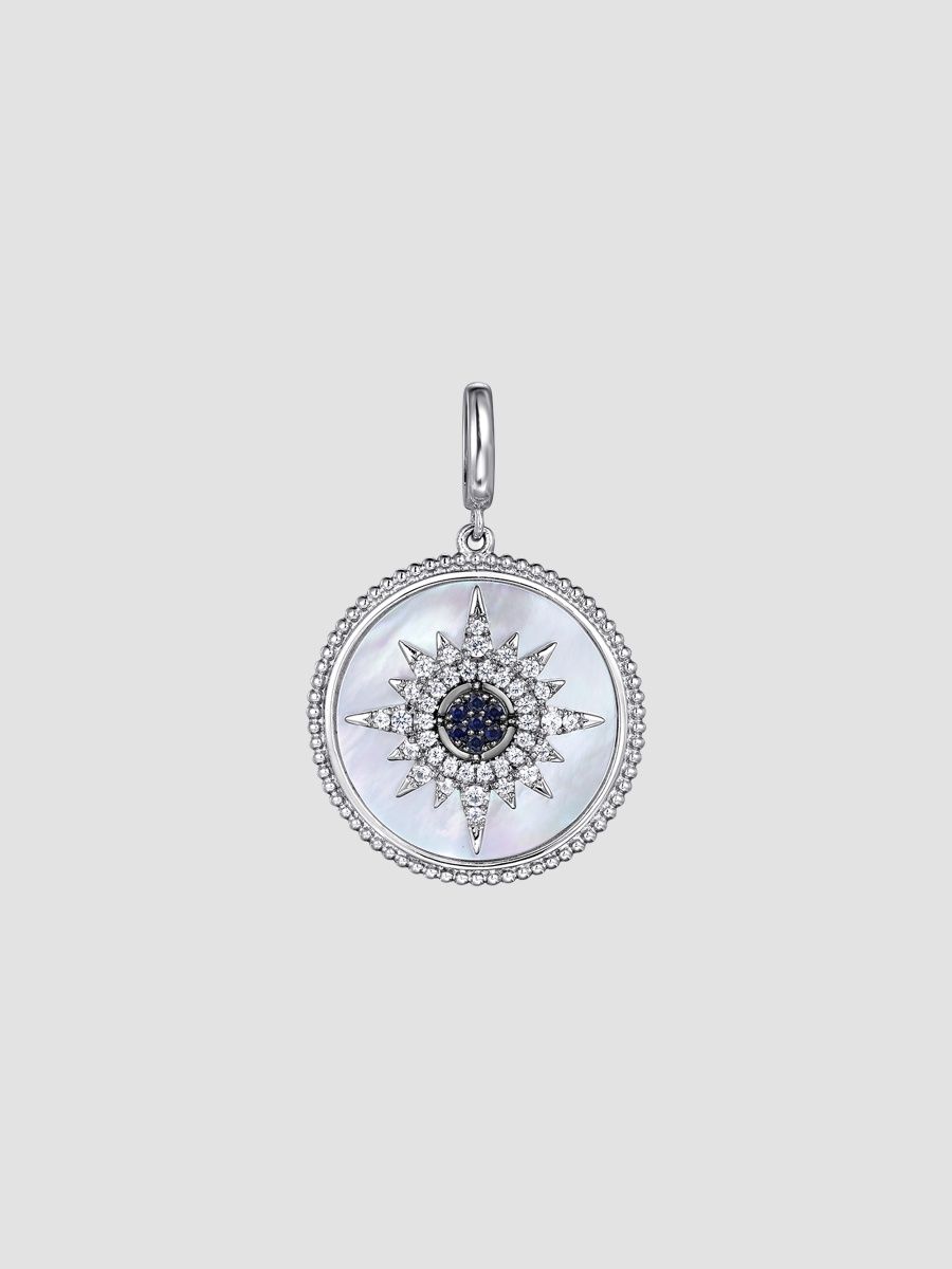 Gabriel & Co Women's Bujukan Sterling Silver, Mother-Of-Pearl & Sapphire Starburst Pendant - Sterling Silver