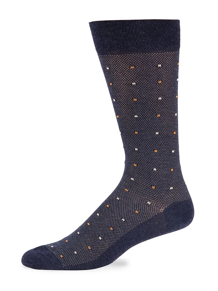 Men's Contemporary Dots Cotton Socks - Indigo Blue