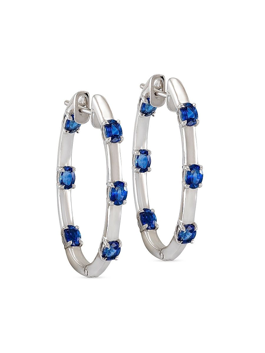 Women's Dolce 18K Gold & Gemstone Inside-Out Hoop Earrings - White Gold