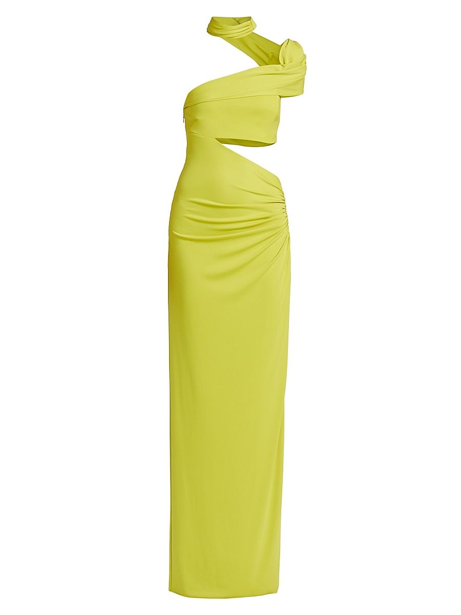 Women's Ara Halterneck Cut-Out Gown - Chartreuse - Size 12
