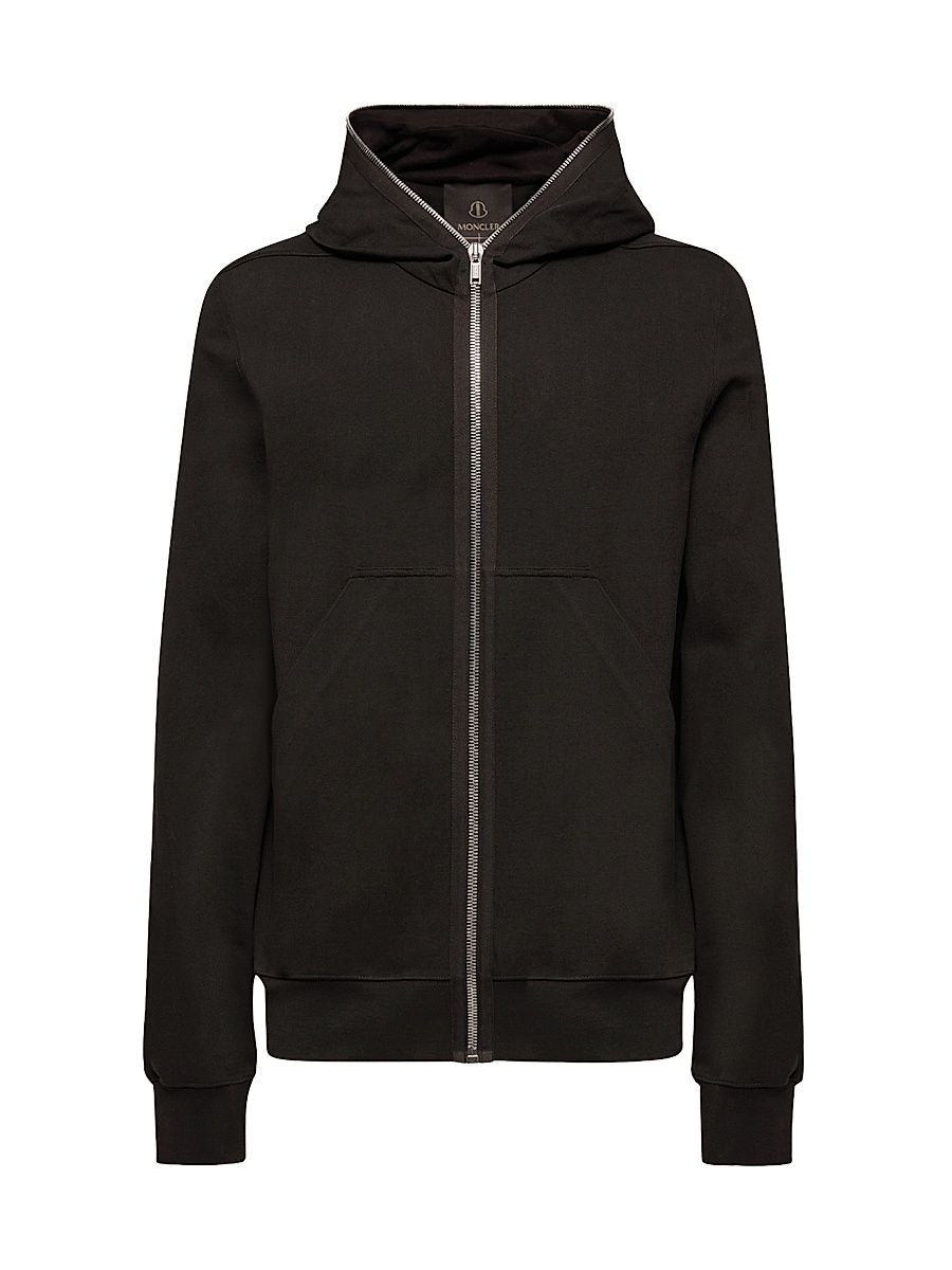 Men's Moncler + Rick Owens Ziplock Hooded Sweatshirt in Cotton - Black - Size Large