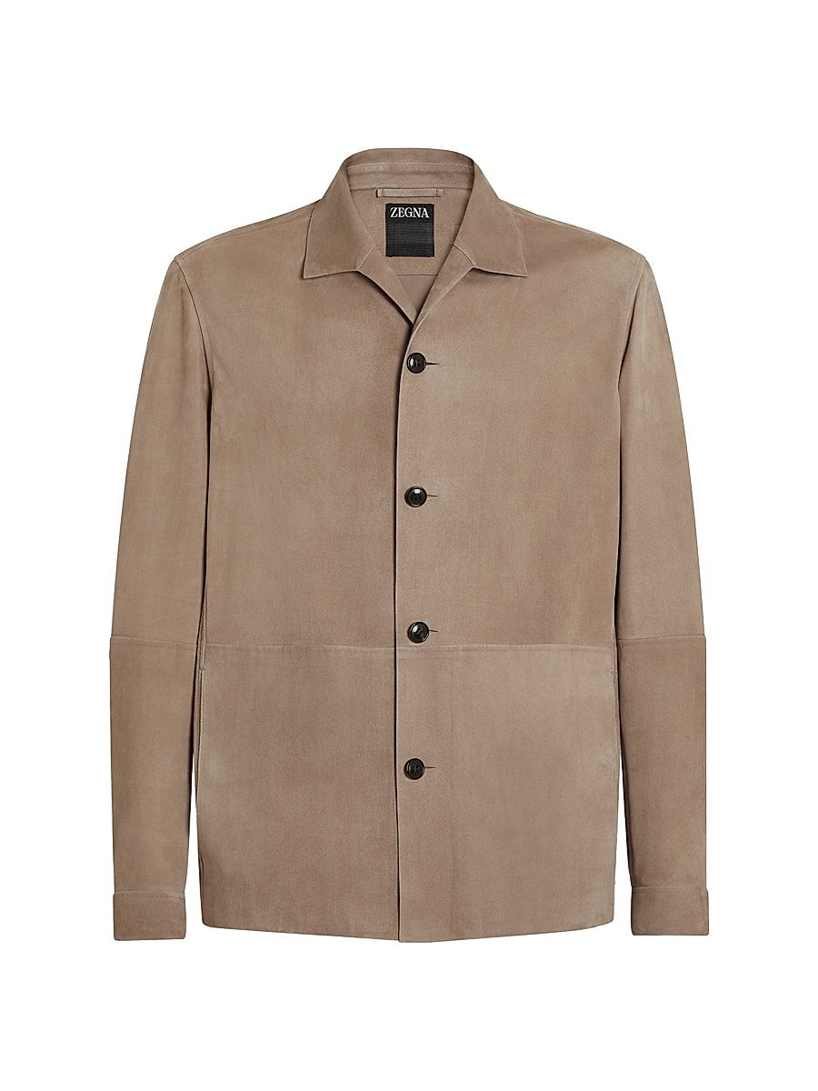 Men's Sheepskin Chore Jacket - Light Taupe - Size 42