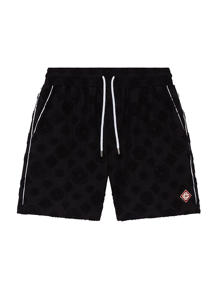 Men's Towelling Monogram Shorts - Black - Size XXL