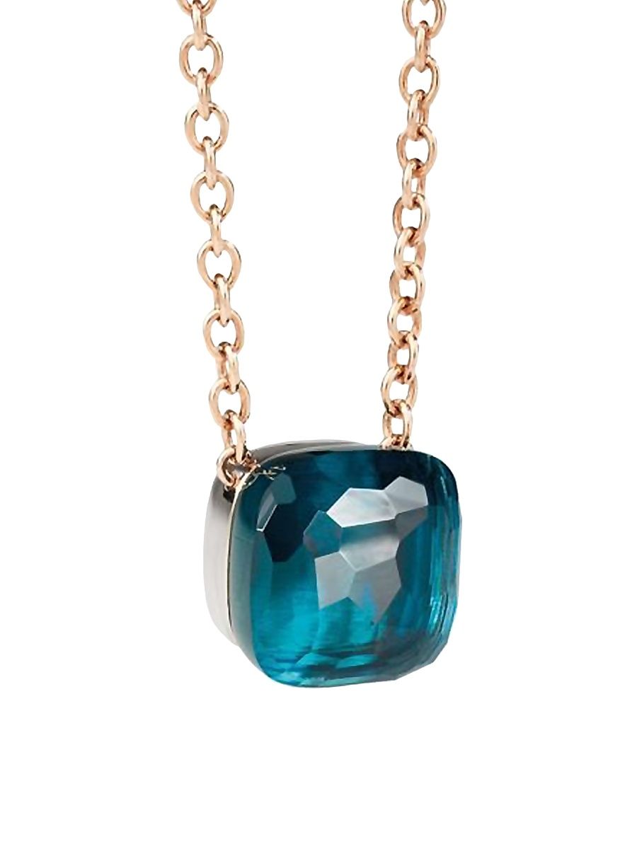 Women's Blue Topaz & 18K Rose Gold Pendant Necklace - Blue