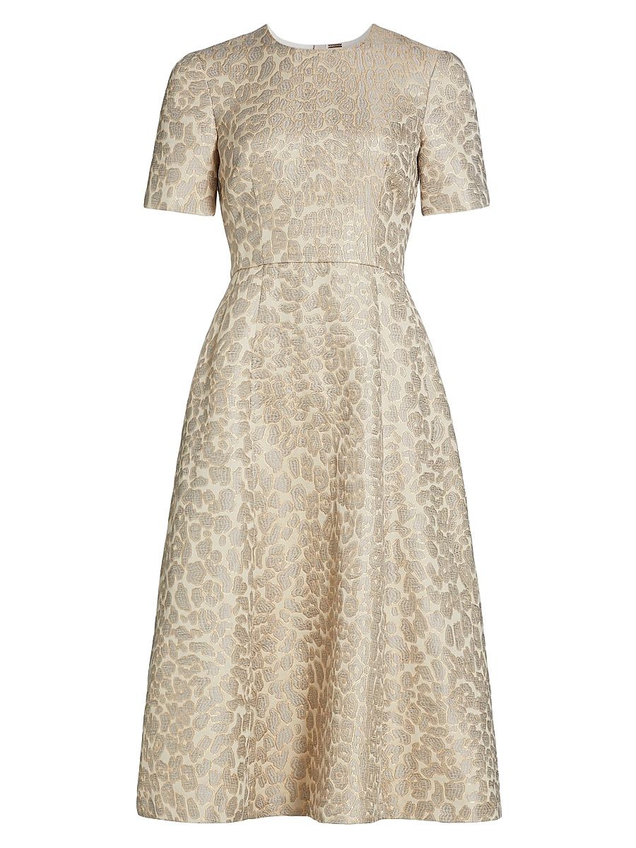 Women's Evangeline Leopard Jacquard Dress - Pale Grey Multi - Size 10