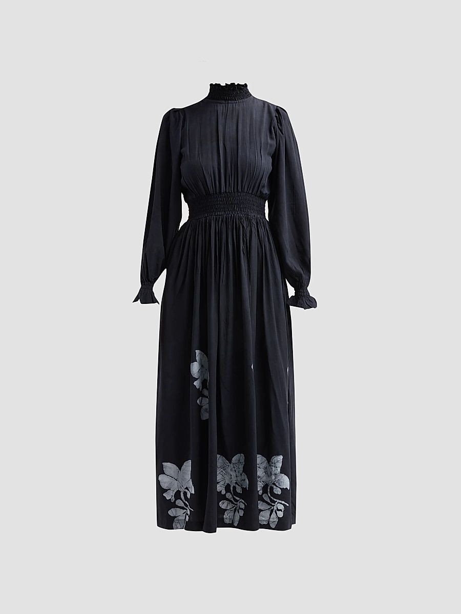 Women's Abike Floral Turtleneck Midi-Dress - Floral Noir - Size XL
