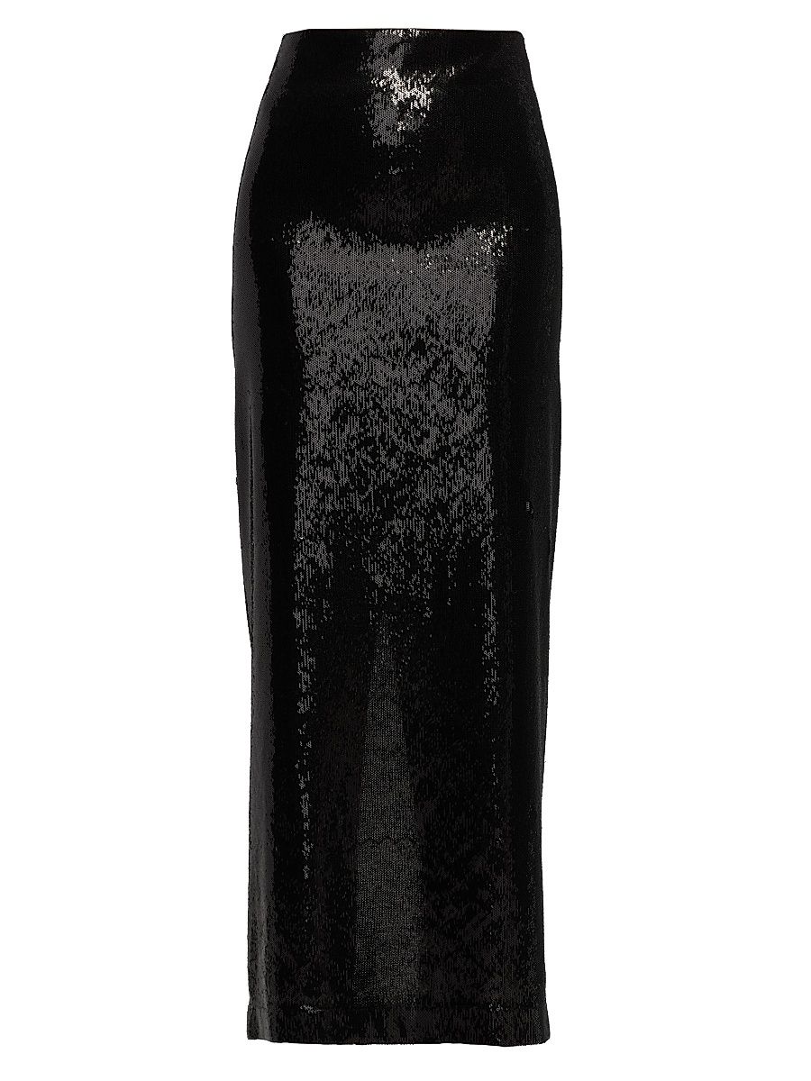 Women's Sequined Maxi Pencil Skirt - Black - Size XL