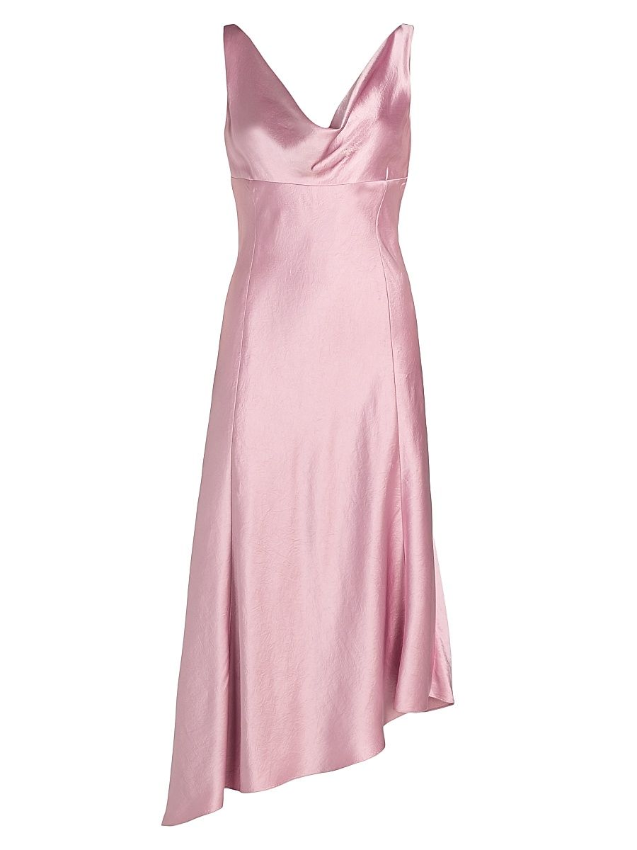 Women's Satin Asymmetric Midi-Dress - Peony - Size 14