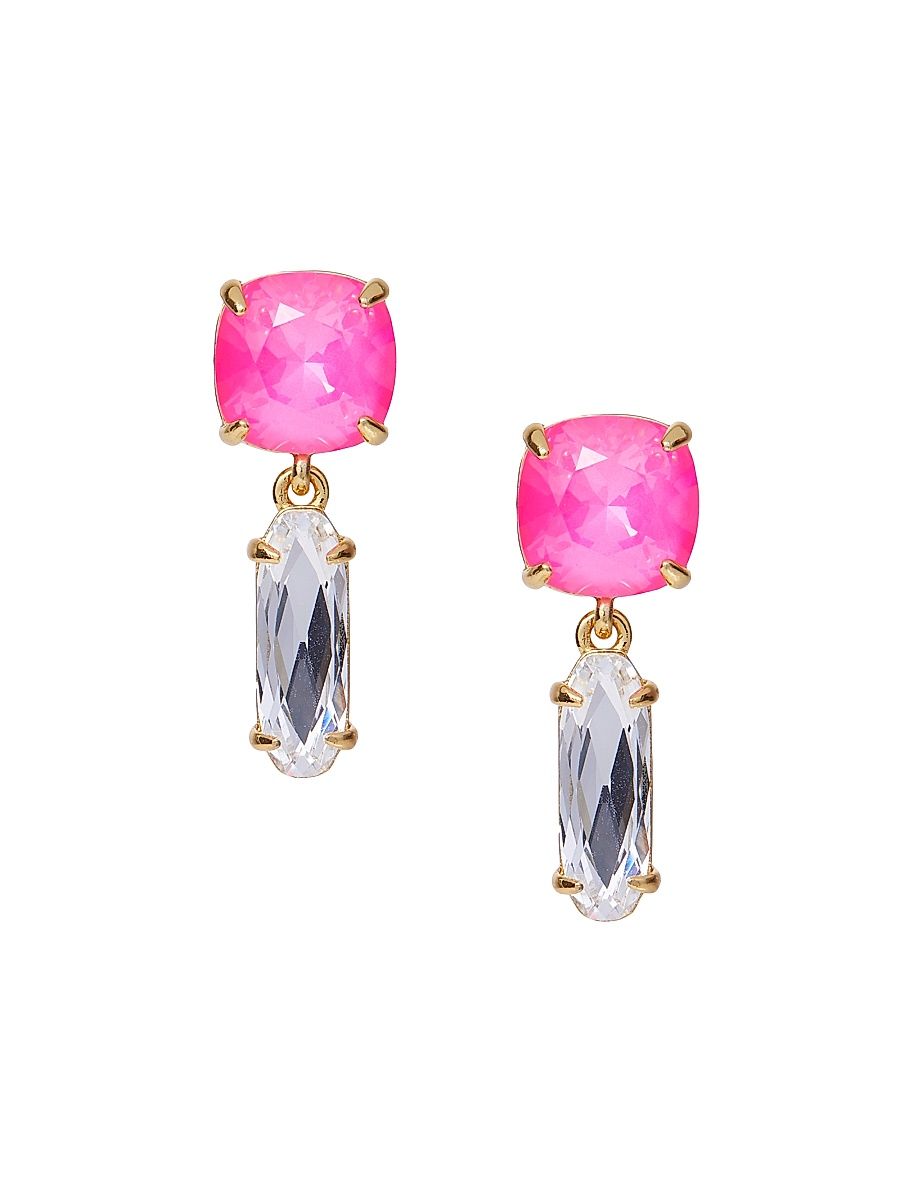 Women's Baby 14K-Gold-Plated & Glass Crystal Drop Earrings - Electic Pink