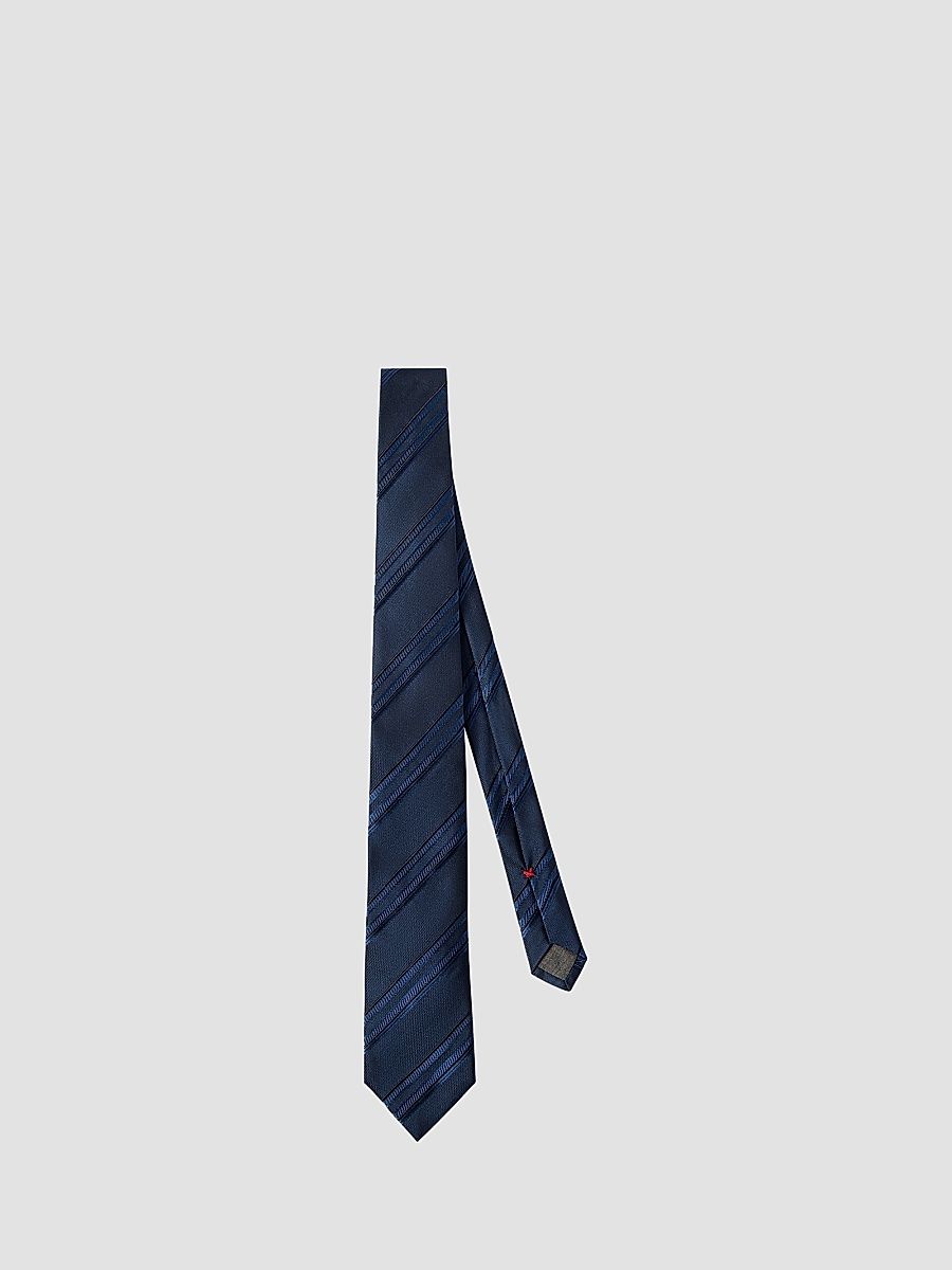 Men's Textured Striped Silk Tie - Blue